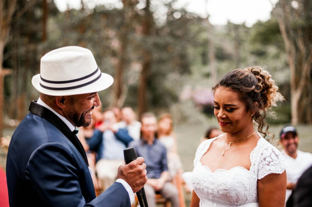 A candid moment captured between a couple during their wedding ceremony. — best wedding photographers Las Vegas