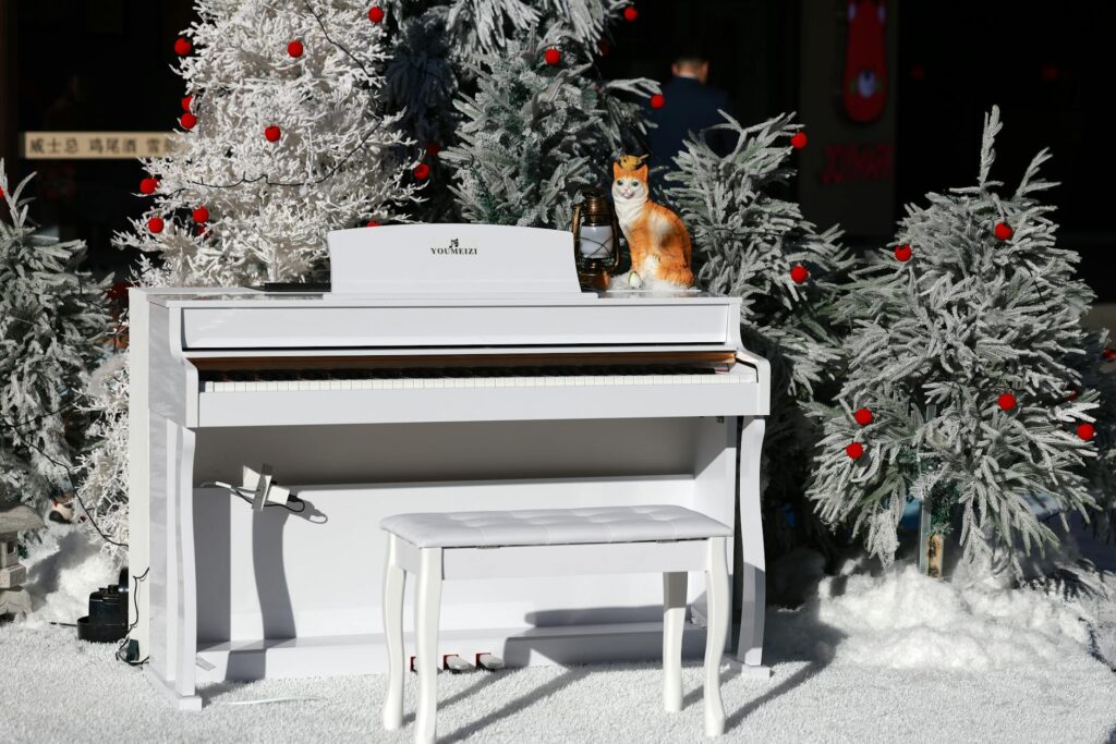 A cozy winter wedding scene with festive decorations inside a Las Vegas casino. — best time for casino wedding Las Vegas