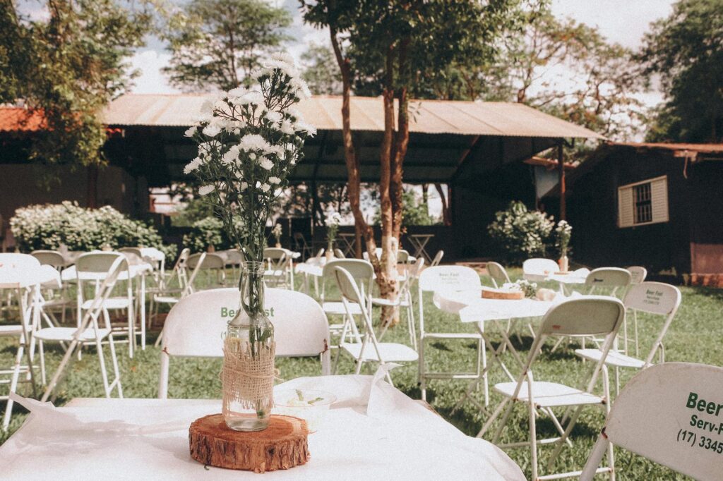 A creative DIY wedding decoration setup that showcases budget-friendly ideas related to a Las Vegas wedding budget.