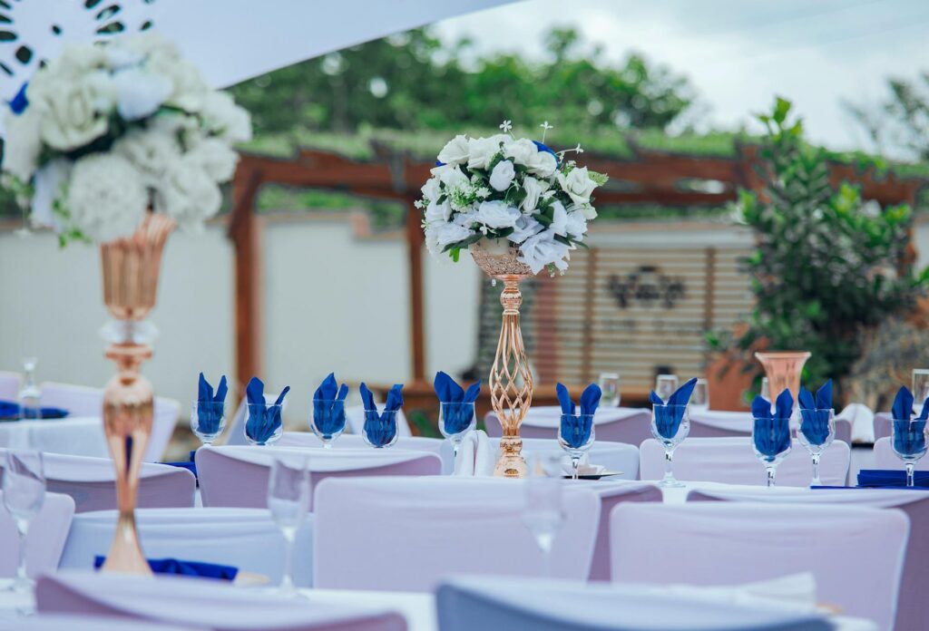 A decorated wedding reception table that illustrates budget-friendly decor ideas. — best times to marry in Las Vegas budget