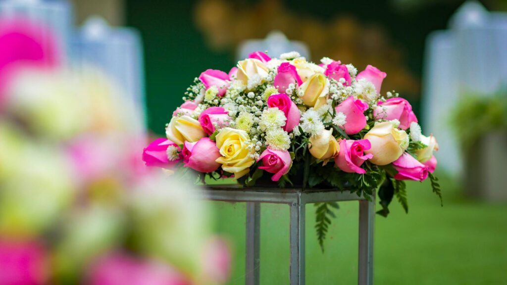 A display of various filler flowers that can enhance wedding arrangements with affordable wedding flowers Las Vegas