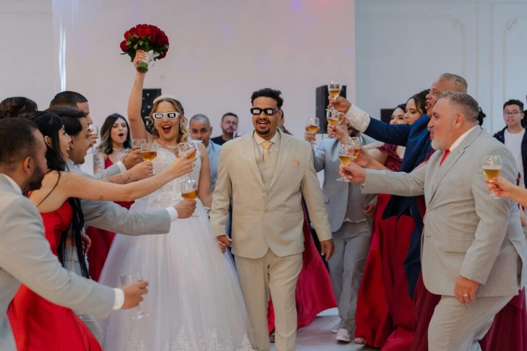 A joyful group of wedding guests enjoying a fun activity in Las Vegas. — stress-free Las Vegas wedding