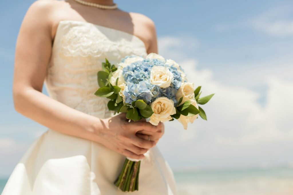 A vibrant bouquet of tropical flowers suitable for a beach wedding — beach wedding flowers Las Vegas