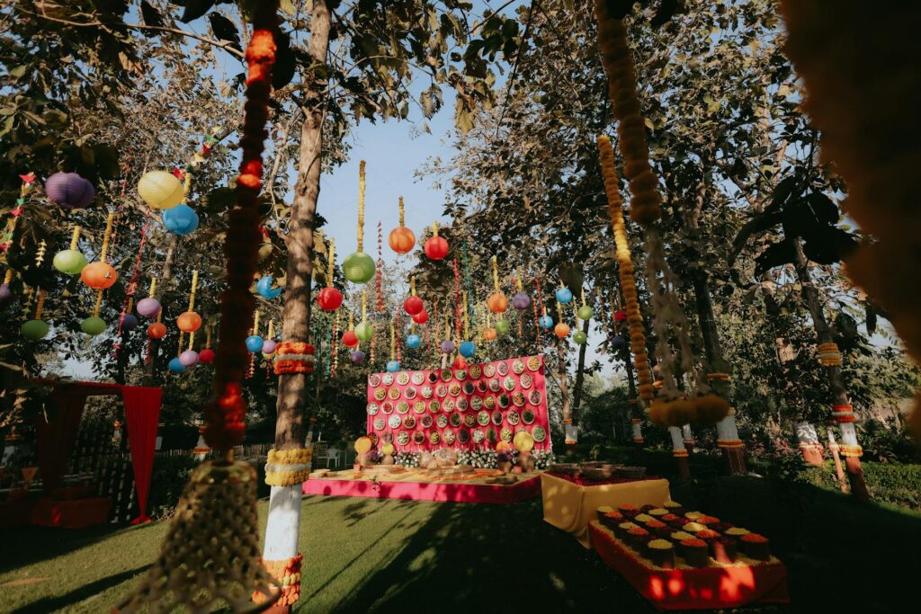 A whimsical wonderland wedding setup with vibrant colors and fairy lights. — Las Vegas wedding themes
