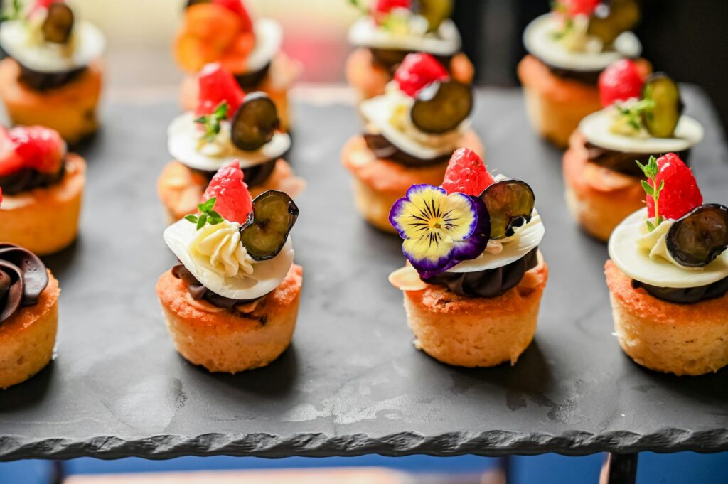 An array of colorful appetizers showcasing creative and affordable catering ideas. — affordable catering Las Vegas weddings