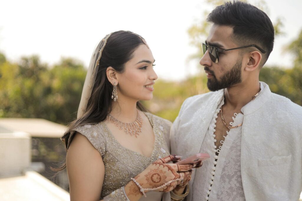 Brides and grooms in fashionable attire that reflects 2026 wedding style trends. — Las Vegas wedding trends