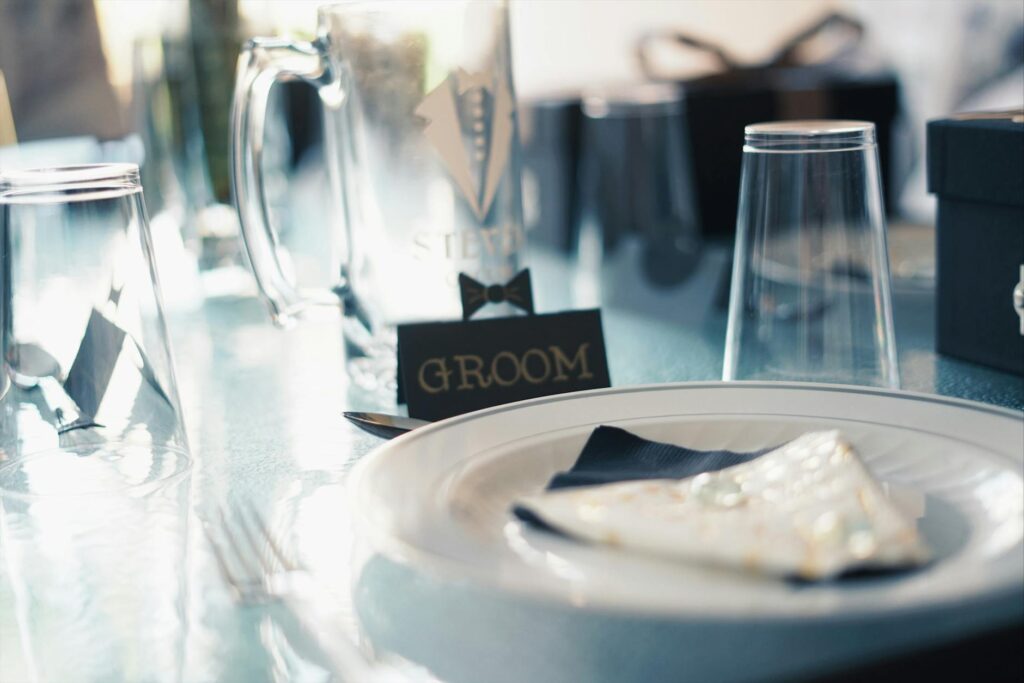 Table setting at an affordable Las Vegas wedding reception. — affordable Las Vegas wedding packages