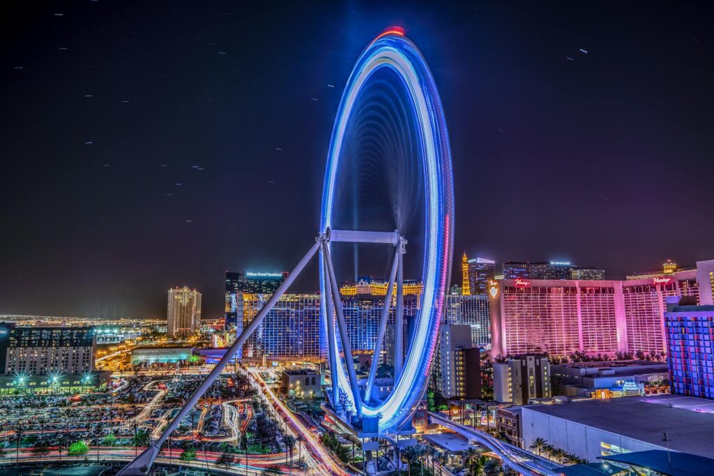 The High Roller Observation Wheel with a wedding setup in one of the cabins. — unique wedding venues Las Vegas