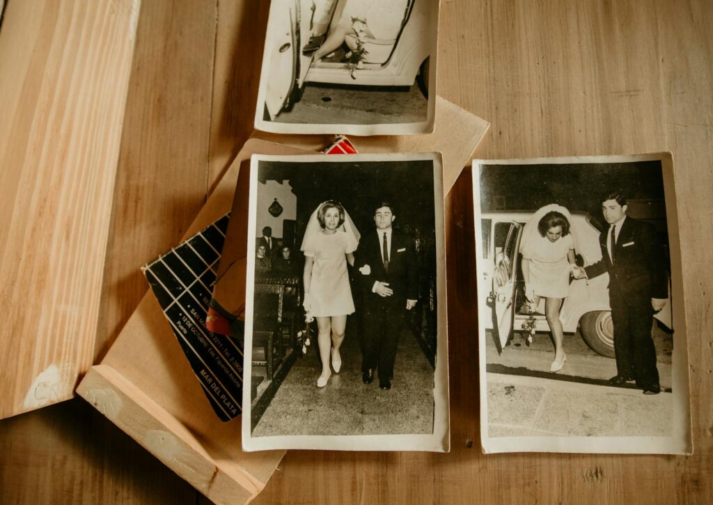 A beautifully arranged wedding album showcasing the work of top wedding photographers. — Las Vegas wedding photographers