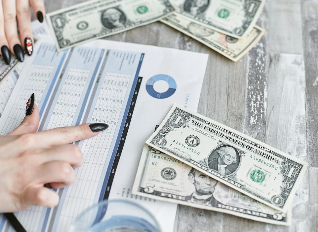 A budget spreadsheet showing various wedding expenses related to Las Vegas wedding budgeting