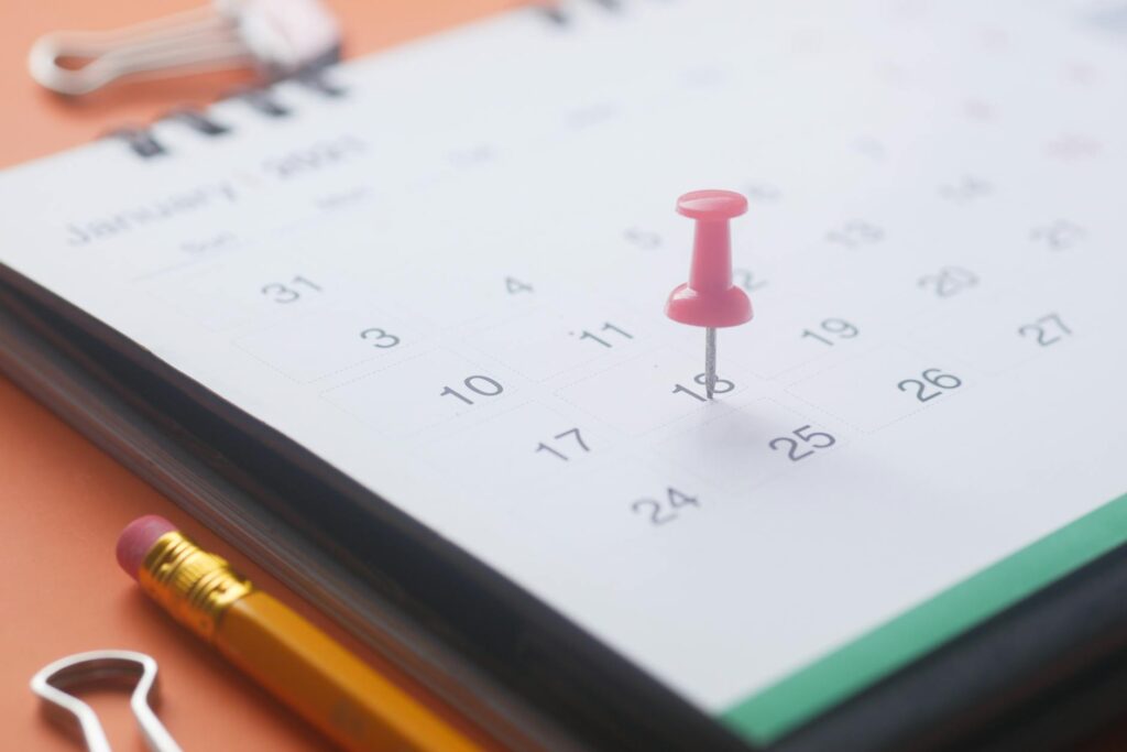 A calendar marked with popular wedding dates in Las Vegas. — best time to marry in Las Vegas