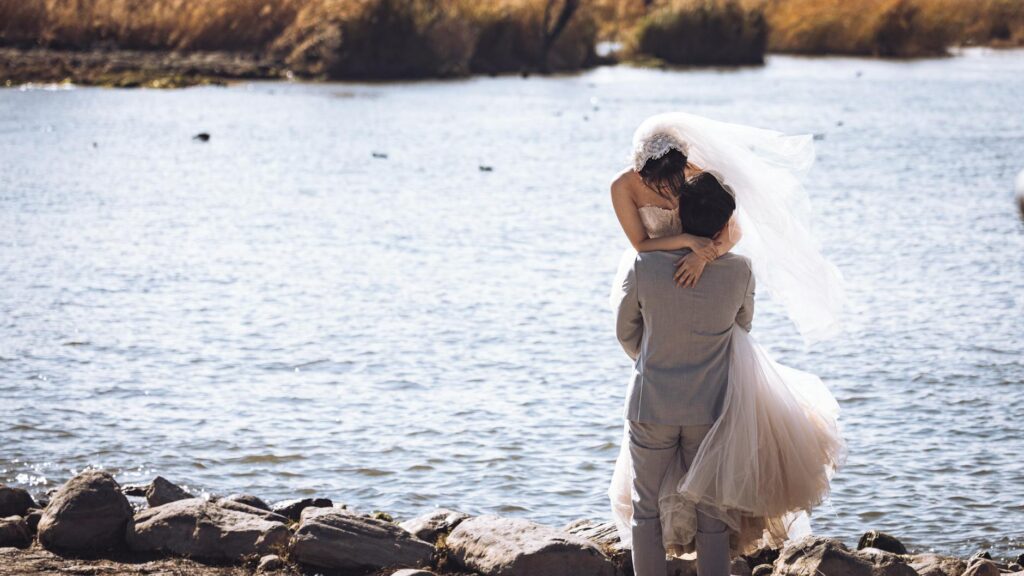 A candid moment captured between a couple during their Las Vegas wedding ceremony. — wedding photographers Las Vegas