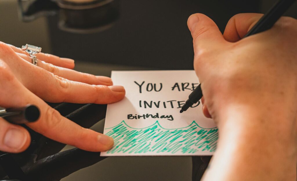 A close-up of a homemade wedding invitation that reflects personal touches. — budget Las Vegas wedding planning