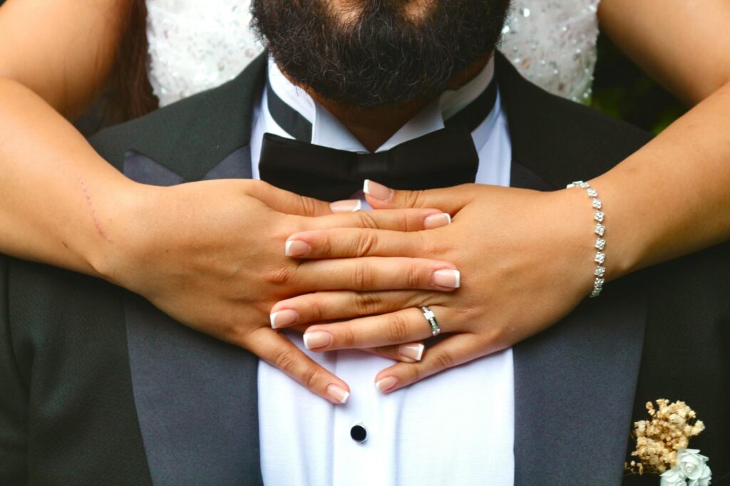 A close-up shot of a bride and groom during a photo session. — Las Vegas wedding photography