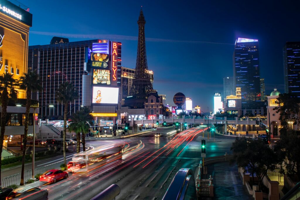 A couple enjoying a scenic view of the Las Vegas Strip, perfect for capturing intimate moments. — Las Vegas elopement guide