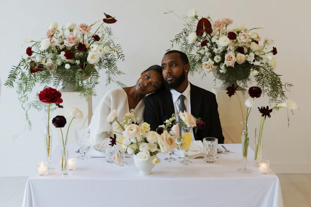 A couple working together on their DIY wedding centerpieces — DIY wedding decorations Las Vegas