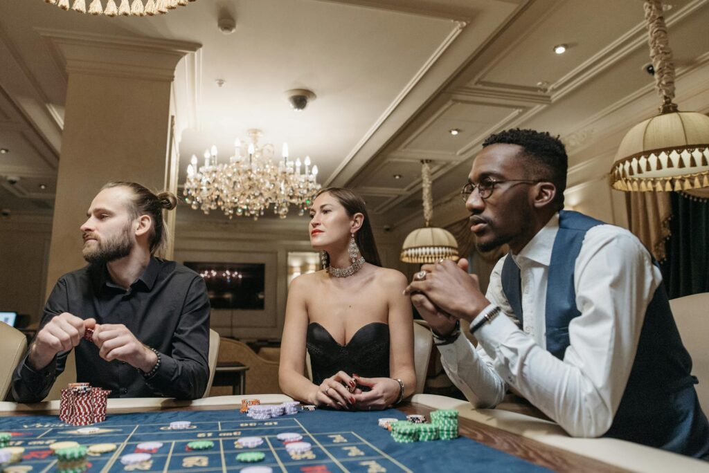 A glamorous casino-themed wedding with poker tables and luxurious decorations. — unique wedding themes Las Vegas