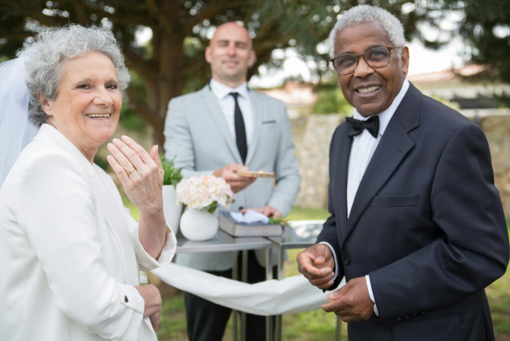 A happy couple meeting with their wedding officiant in Las Vegas — wedding officiant Las Vegas