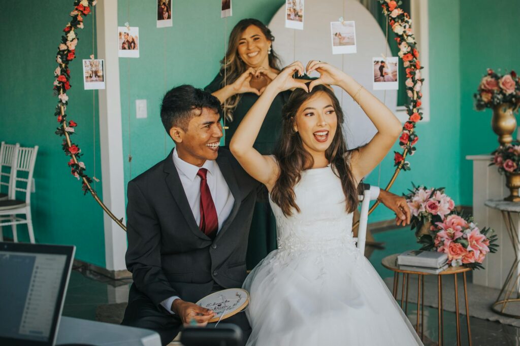 A happy couple with their wedding vendors, all coordinated by the concierge. — LV wedding concierge process