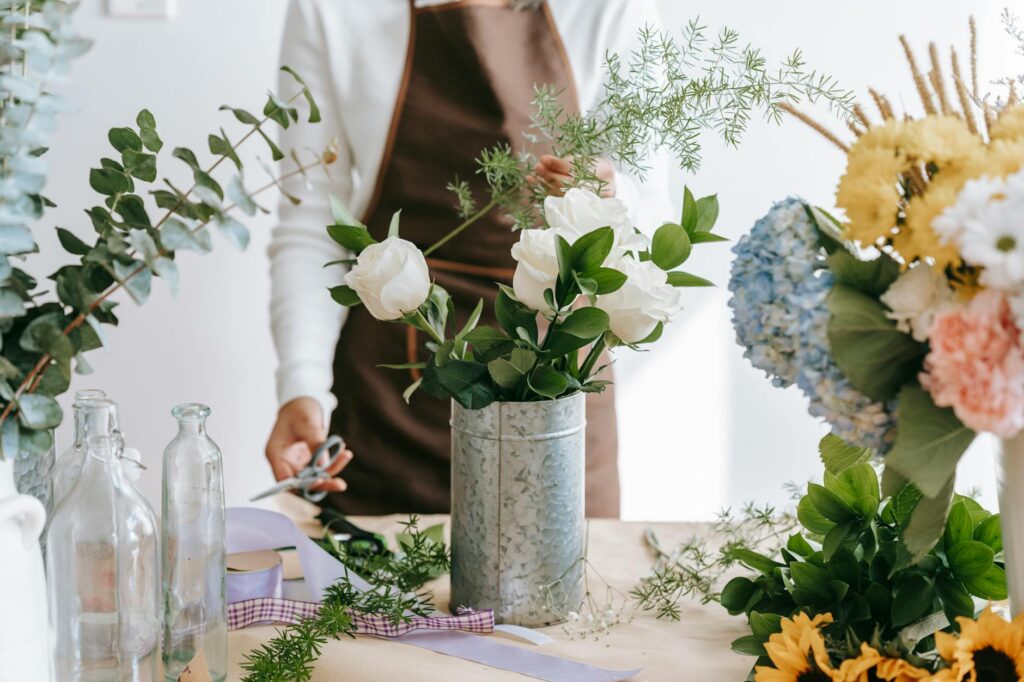 A stunning floral arrangement created by a professional florist for weddings — wedding services Las Vegas