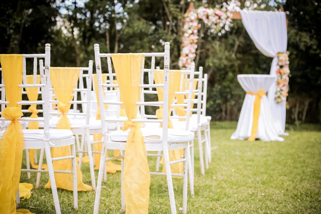A sunny outdoor wedding setup in Las Vegas during spring. — best time to get married Las Vegas