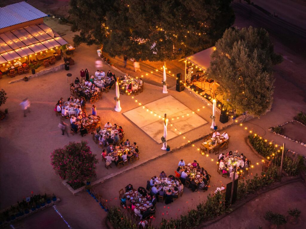 Aerial view of a Las Vegas wedding reception — Las Vegas wedding concierge service