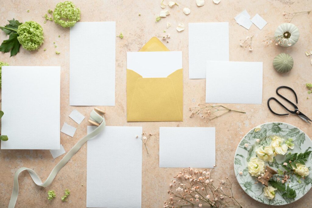 DIY wedding invitations made with creative materials — affordable Las Vegas wedding tips