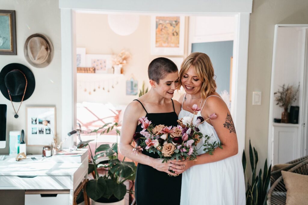 A beautifully arranged elopement bouquet featuring local flowers. — Las Vegas elopement tips