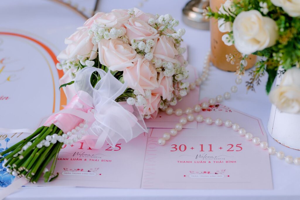 A beautifully designed wedding invitation set on a table. — las vegas wedding timeline