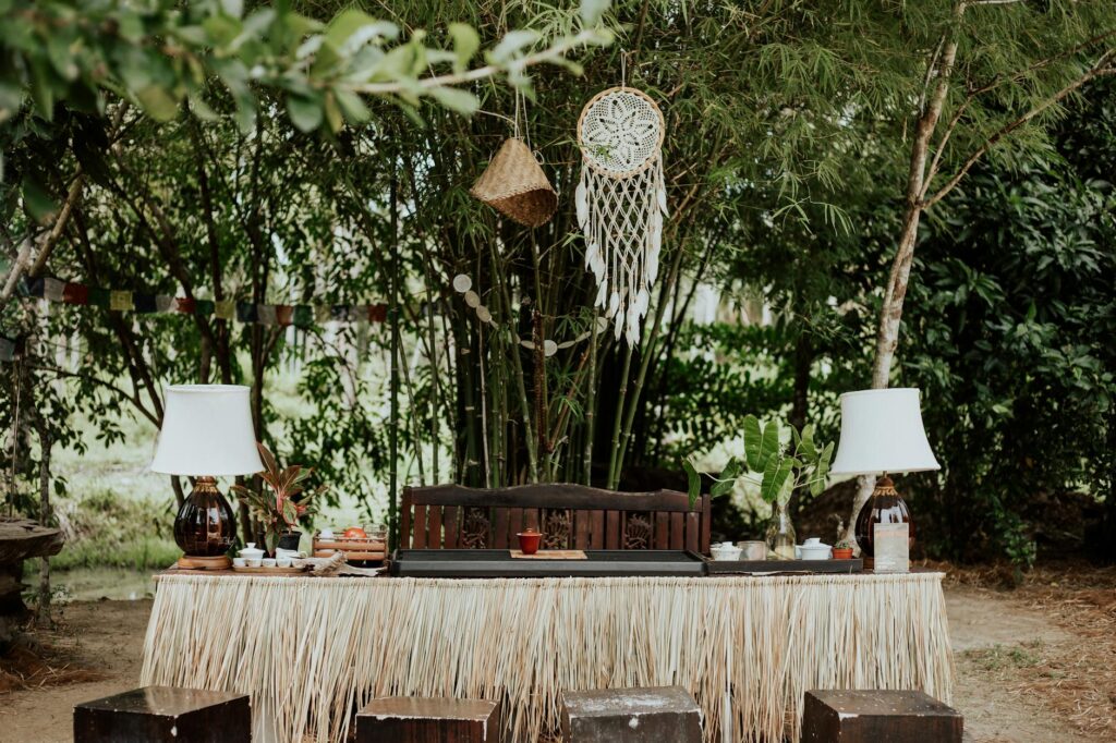 A bohemian paradise wedding featuring eclectic decor, dreamcatchers, and lush greenery. — Las Vegas wedding themes