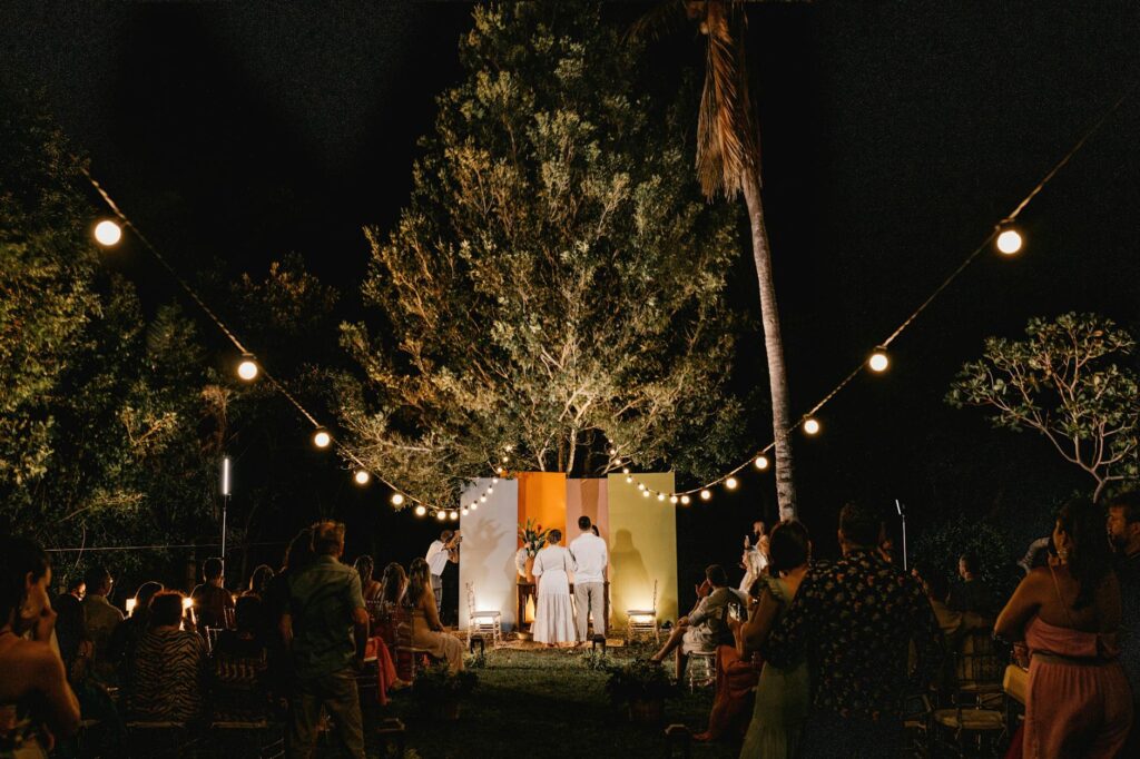 A charming outdoor wedding ceremony with guests seated — outdoor vs indoor wedding Las Vegas