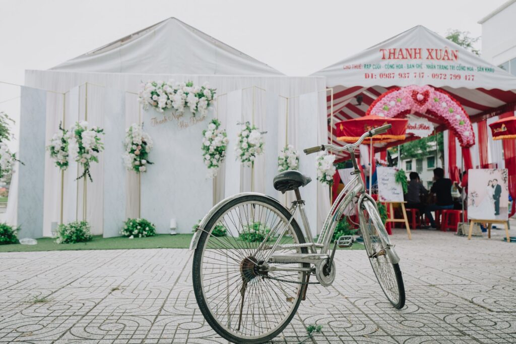 A cozy outdoor wedding setup at a Las Vegas park, complete with floral arrangements and a beautiful arch. — las vegas el…