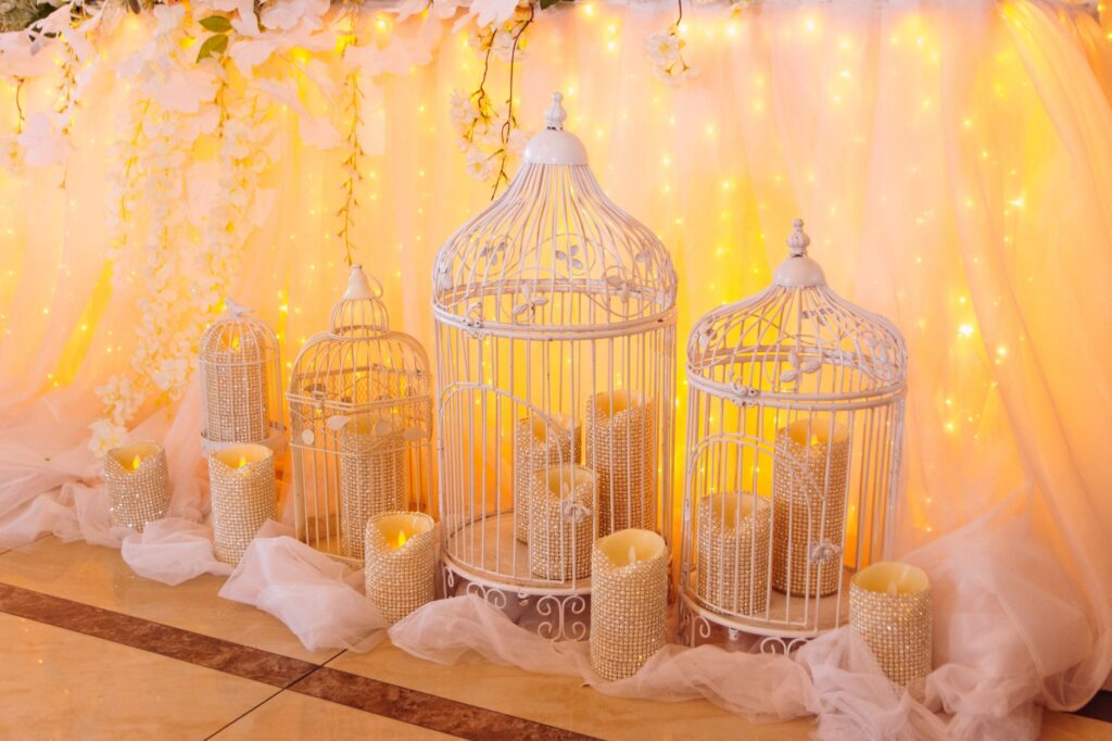A cozy winter wedding ceremony with festive decorations in Las Vegas. — best time to get married Las Vegas