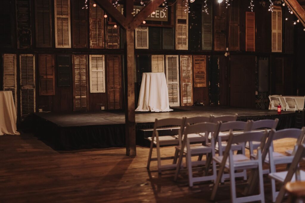 A cozy winter wedding venue decorated with holiday lights and themes. — best time for las vegas wedding