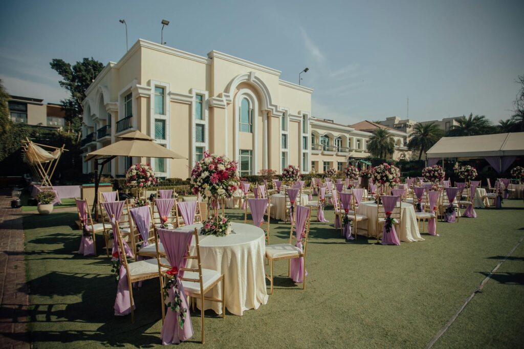 A festive wedding brunch setup at a Las Vegas hotel. — planning Las Vegas destination wedding