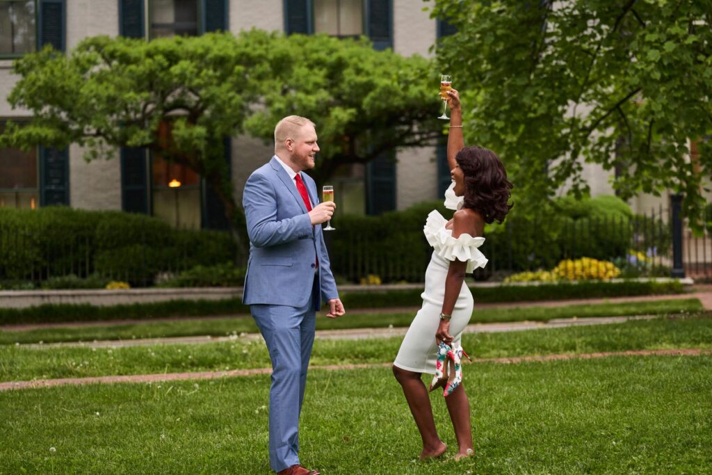 A joyful couple celebrating their elopement with a champagne toast. — eloping in Las Vegas