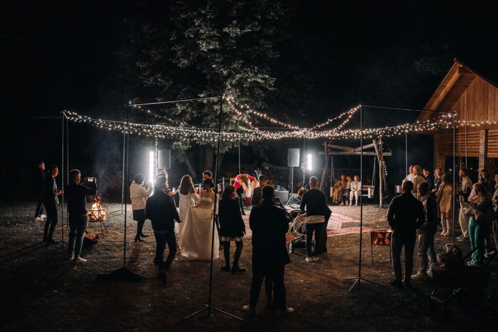 A lively celebration with a small group of guests at a micro wedding. — micro wedding las vegas