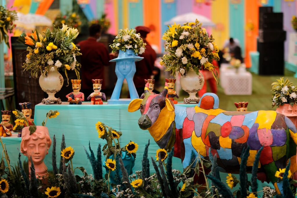 A playful bohemian wedding theme featuring colorful flowers and whimsical decorations. — Vegas wedding theme ideas