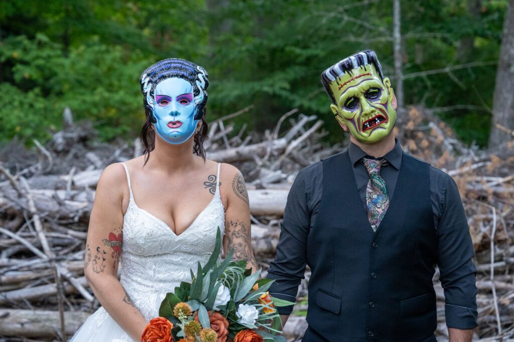 A vibrant Elvis-themed wedding with a couple in costumes and an Elvis impersonator officiating. — unique wedding themes …