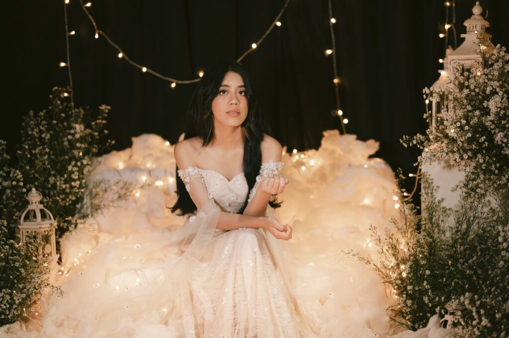 A whimsical fairytale wedding scene illuminated with fairy lights and enchanting decor. — Las Vegas wedding themes