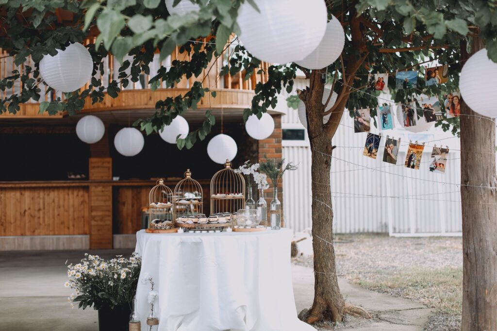 An elegant setup of a wedding reception with photographers documenting the festivities. — wedding photographers Las Vegas