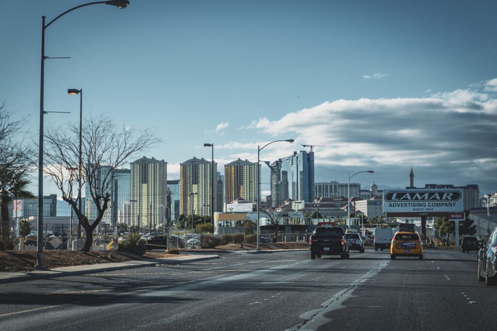 An image of a completed marriage license with the Las Vegas skyline in the background. — Las Vegas wedding license requi…