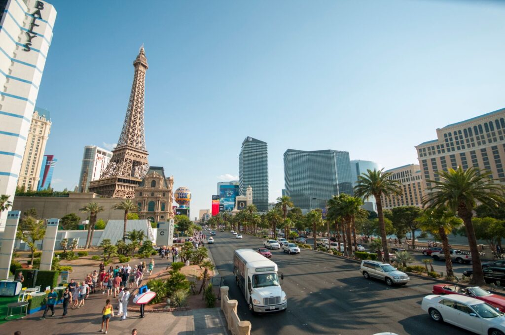 A beautiful Las Vegas wedding chapel set against the skyline. — destination wedding Las Vegas