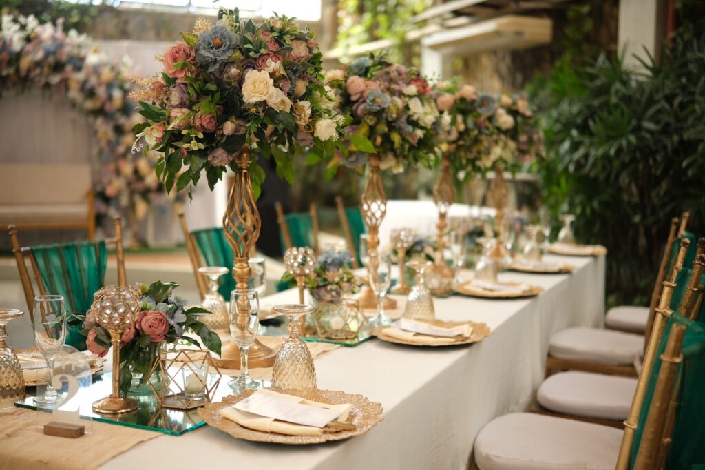 A beautiful Las Vegas wedding setup with decorations and flowers. — wedding planner Las Vegas