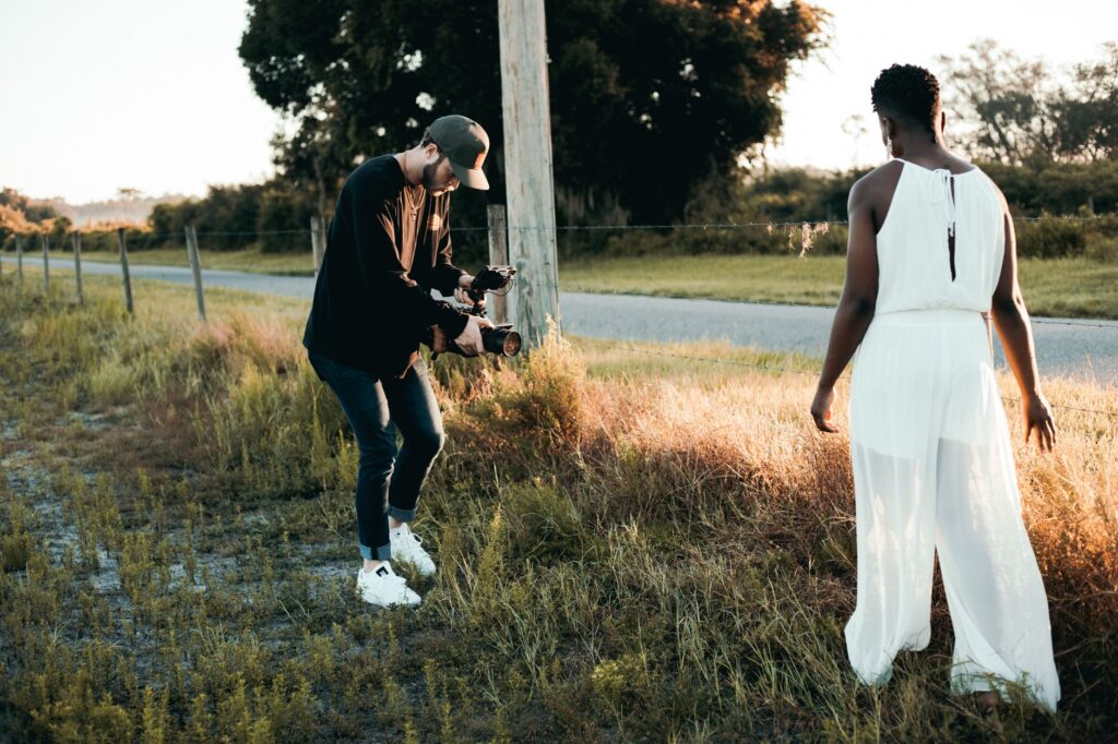 A behind-the-scenes look at a wedding photographer capturing a magical moment at dusk. — wedding photographers Las Vegas