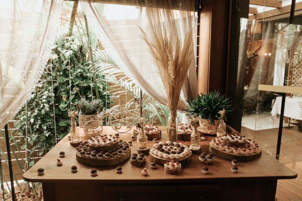 A boho-chic wedding scene in the desert with unique decor. — Las Vegas wedding themes