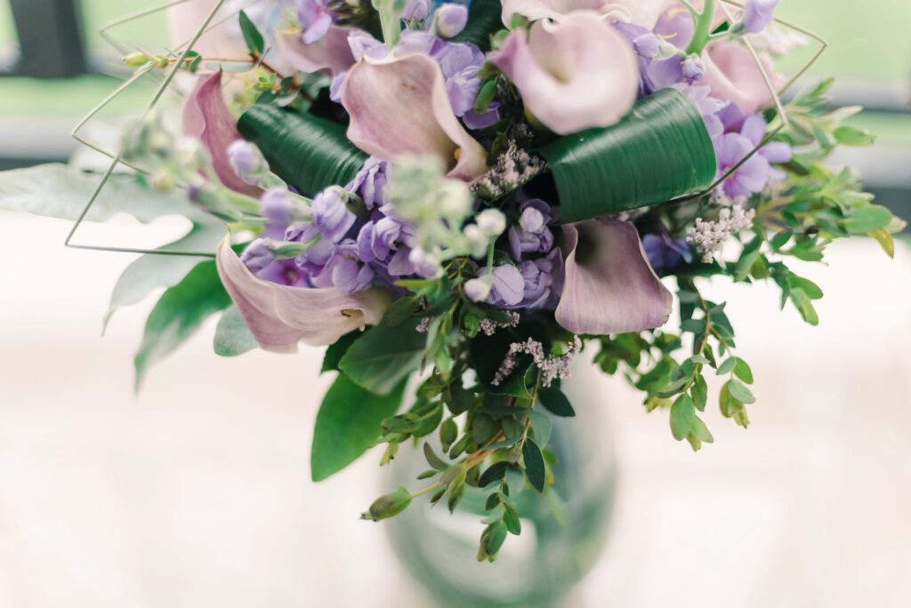 A close-up of a bridal bouquet made from locally sourced flowers and plants. — eco-friendly wedding Las Vegas