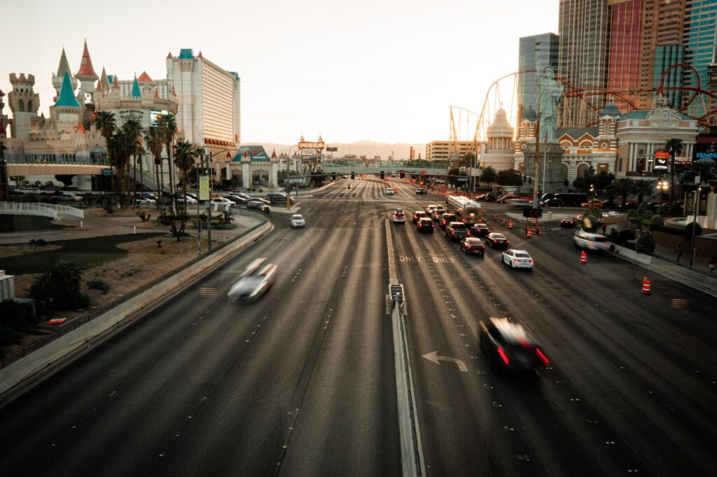 A picturesque view of a Las Vegas wedding at sunset. — wedding season Las Vegas