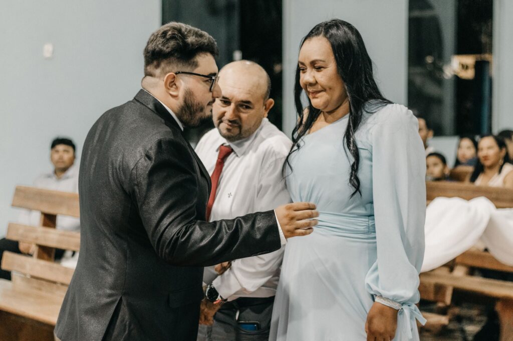 A serene wedding scene with a bride and her point person discussing emergency strategies. — wedding day emergency kit