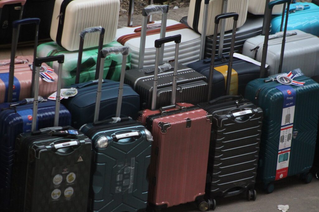 A suitcase filled with travel essentials and wedding accessories. — destination wedding packing list